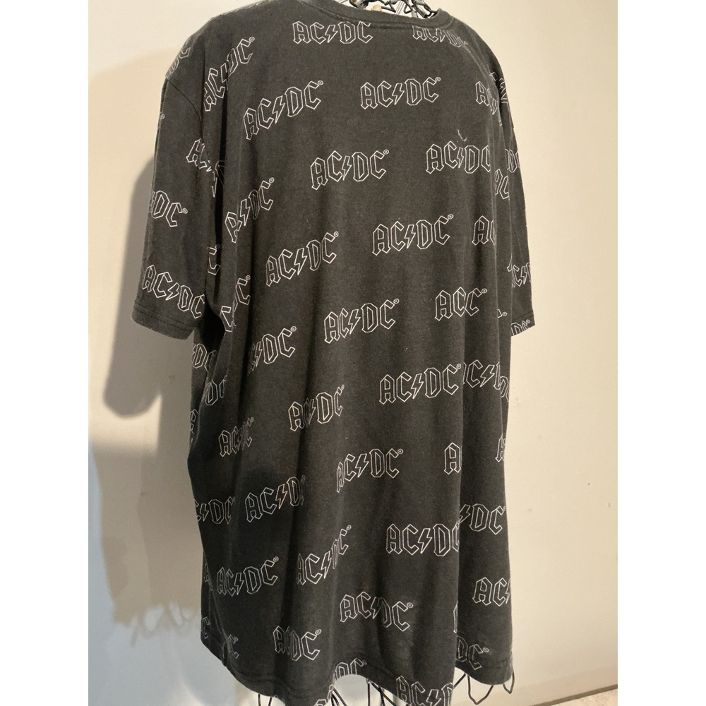 AC/DC All Over Print Logo T-Shirt Mens XL Charcoal Heather Rock Band Tee 2021